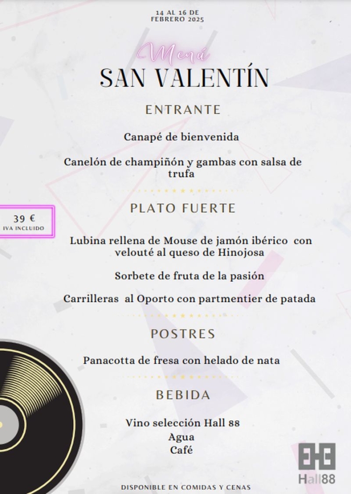 Atractivo menú de San Valentín en el Hall88 | Imagen 1