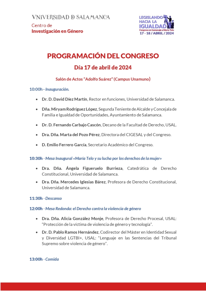 'Legislando hacia la igualdad', un congreso homenaje a Mar&iacute;a Telo en Salamanca | Imagen 3