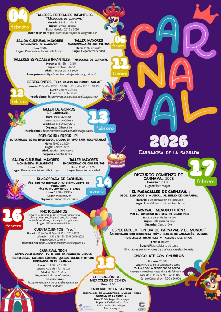 Carbajosa de la Sagrada desvela su programa de Carnaval con desfiles, tecnolog&iacute;a y solidaridad | Imagen 1