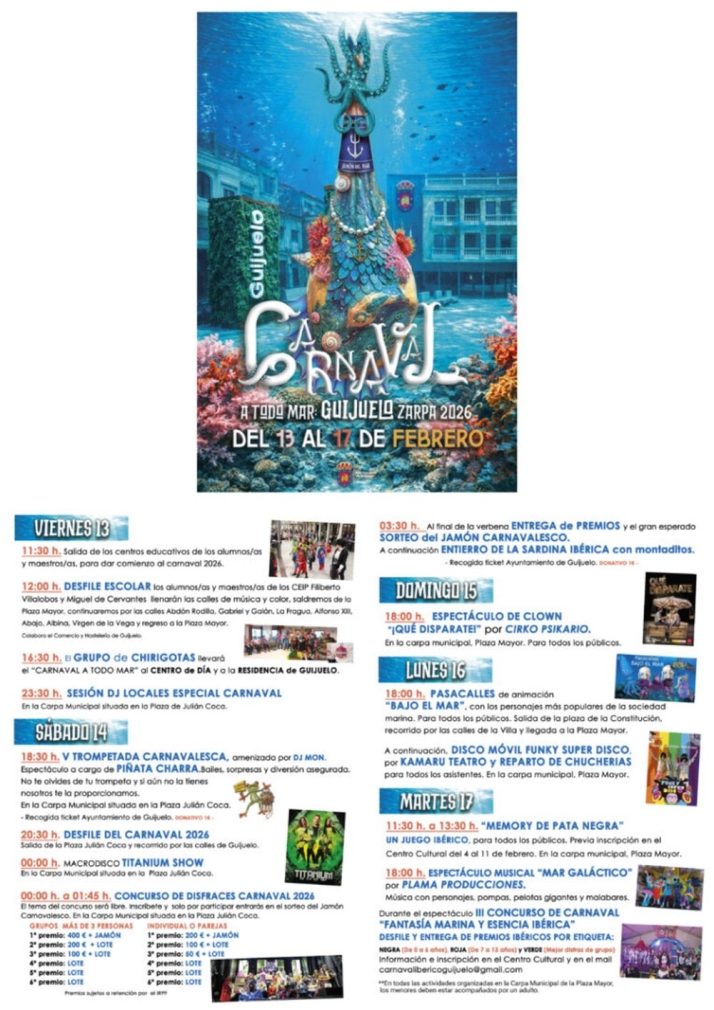 El Carnaval de Guijuelo programa cinco d&iacute;as de fiesta con desfiles, orquestas y premios 'ib&eacute;ricos' | Imagen 1