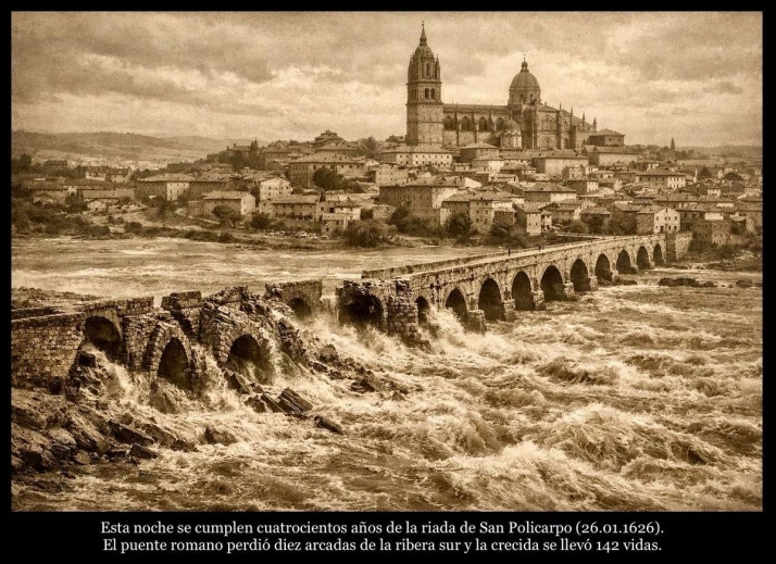 La noche que el Tormes se llev&oacute; medio Puente Romano y 142 vidas: cuatro siglos de la riada de San Policarpo | Imagen 1