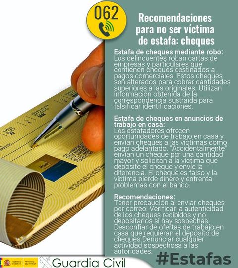 La Estafa de Cheques, aprende a detectarlas y protege tu dinero con estos consejos de la Guardia Civil  | Imagen 1