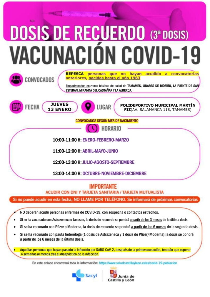 Nuevas convocatorias de vacunaciones en B&eacute;jar, Tamames y Guijuelo | Imagen 6