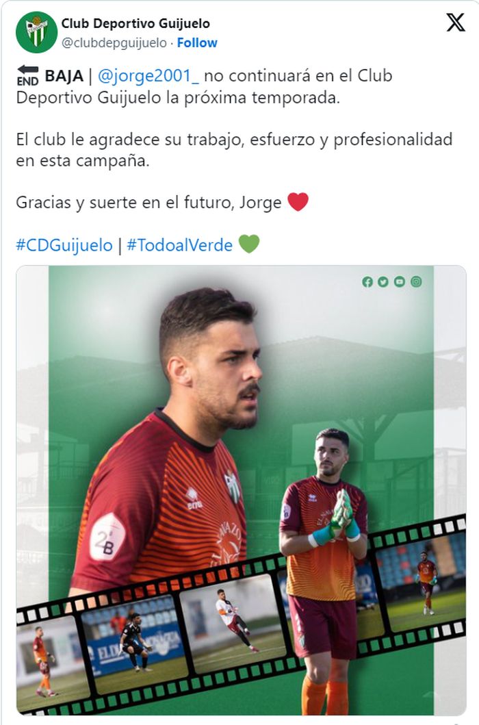 Jorge Jim&eacute;nez no continuar&aacute; en el CD Guijuelo la pr&oacute;xima temporada | Imagen 1